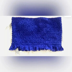 Intimately FREE PEOPLE Callie Smocked Bandeau Top Womens Cobalt Blue size xs